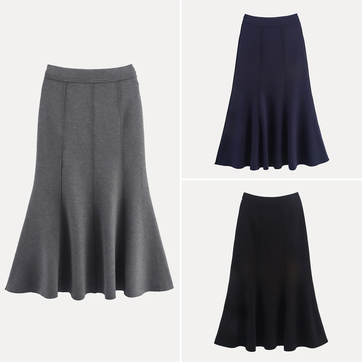 

Faionable Double-Sided Air Layer Elastic Waist Fi Tail Skirt Long Skirt Women's Sle Autumn 2025 New Arrival Polyester F...