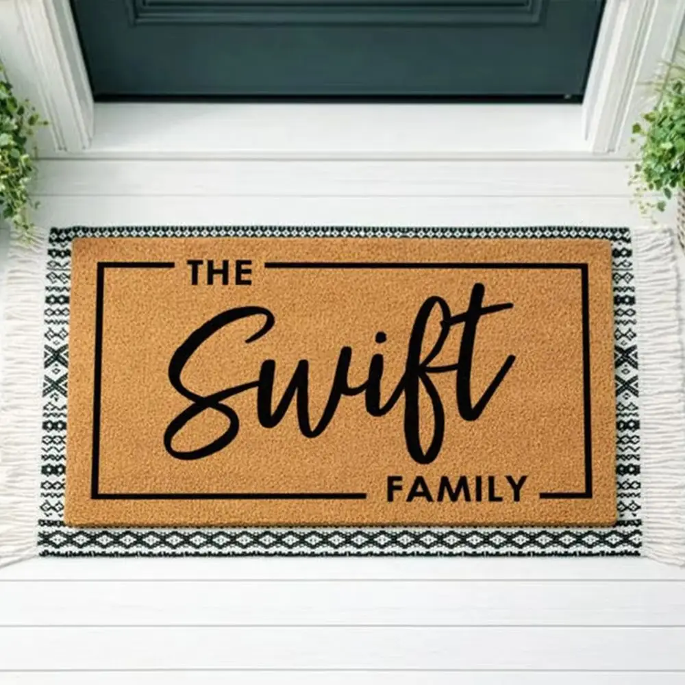 Custom Family Name Doormat Personalized Last Name Welcome Mat Front Door Entryway Rug Non Slip Coir Look New Home Gift