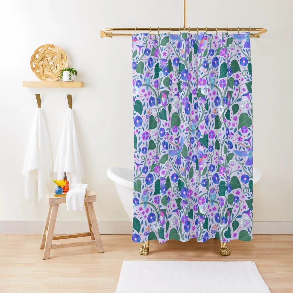 

Good Morning Glories (on light background) Shower Curtain Bathroom Decor Waterproof Fabric Shower Curtain