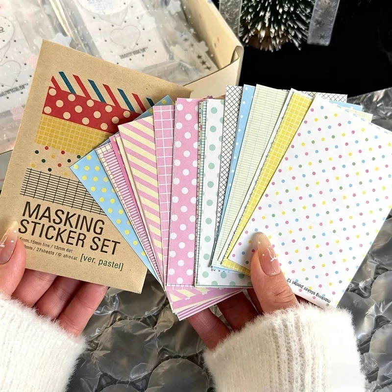 27PC Mix Retro Polka Dot Ins Hand Account Sticker Card Packaging Hand Account Splicing Diy Decorative Korean Material Paper Gift