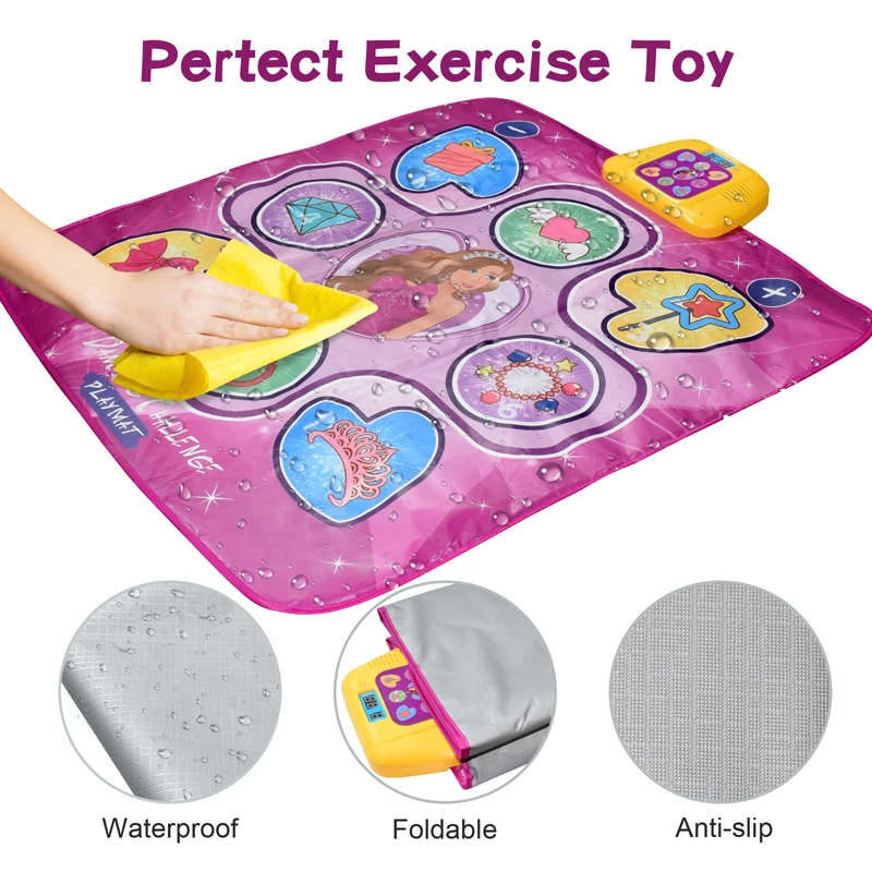 Baby Foldable Play Mat 5 Modes Dance Pad with LED Light Music Kids Educational Activity Gym Crawling Carpet Gift Toys for Girls