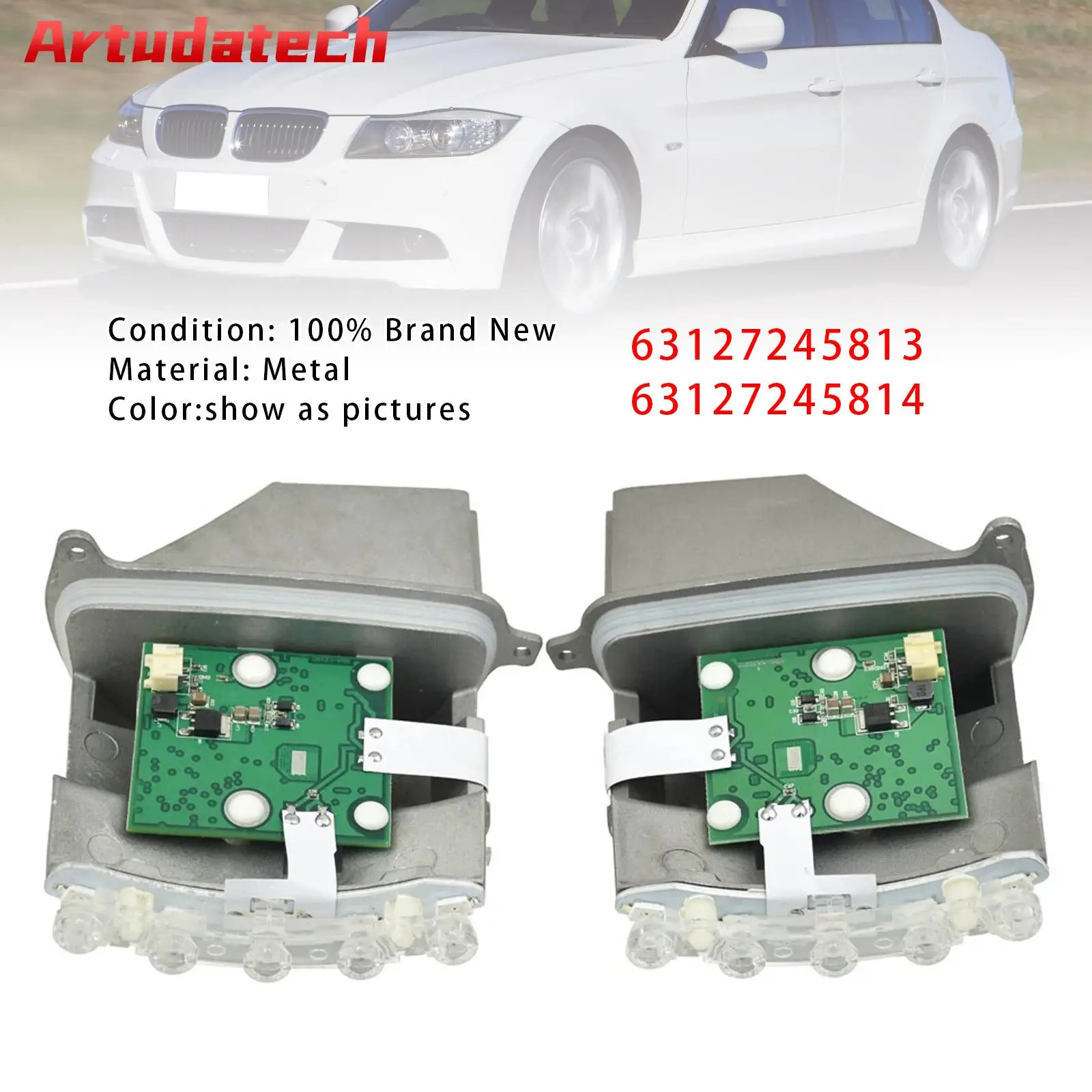 

Artudatech 2x Turn Signal Headlight Control Unit Module 63127245813 14 For BMW 3 E90 E91 Car Accessories