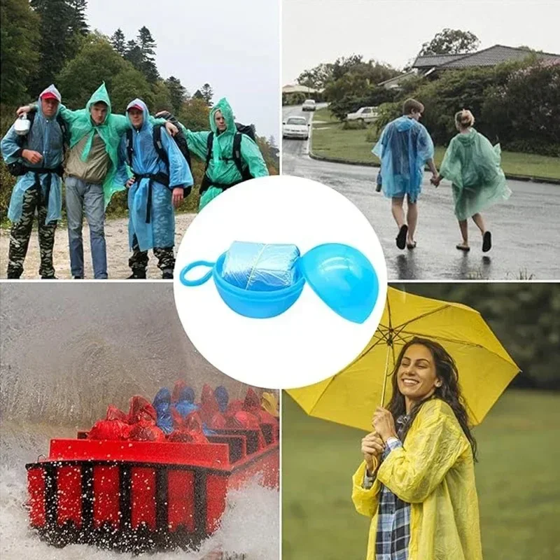 Ponchos impermeables desechables para la lluvia, bolas impermeables portátiles para exteriores, viajes, Camping, pesca, abrigo de emergencia, 1/10