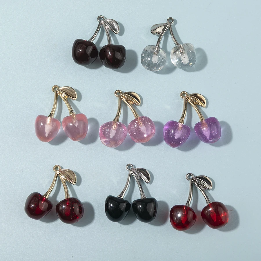 10 قطع الملونة محاكاة الكرز سحر الاكريليك قلادة ل عقد دي اي واي أقراط مجوهرات اكسسوارات 30*28 ملليمتر