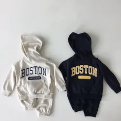 2024 Autumn New Baby Long Sleeve Clothes Set Children Hooded Sweatshirt + Pants 2pcs Suit Infant Boys Sport Hoodie Outfits