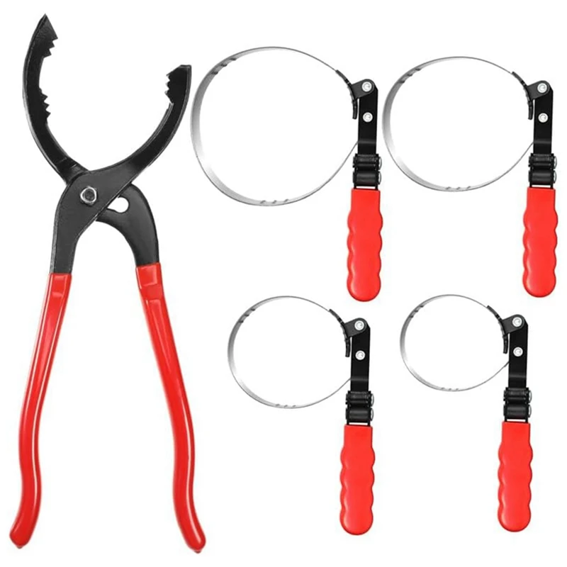 Oil Filter Wrench Set, Oil Filter Swivel Wrench Set 2-3/4 Inch To 5-1/4 Inch, 12Inch Adjustable Oil Filter Pliers