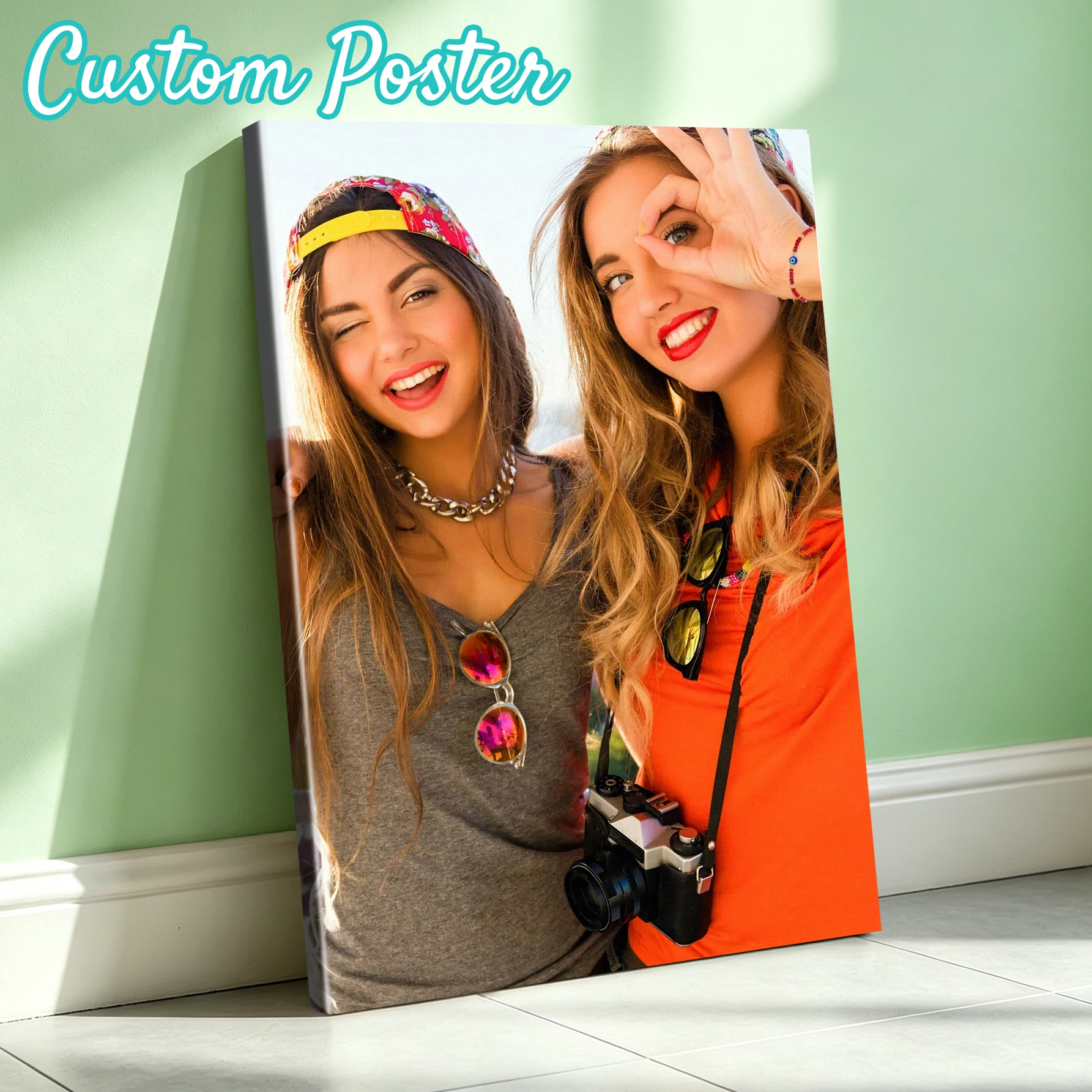 1 Pc Customized Photo Canvas with DIY Wood Frame Or Frameless Poster Personalized Gift for Lovers Customizable Home Decor