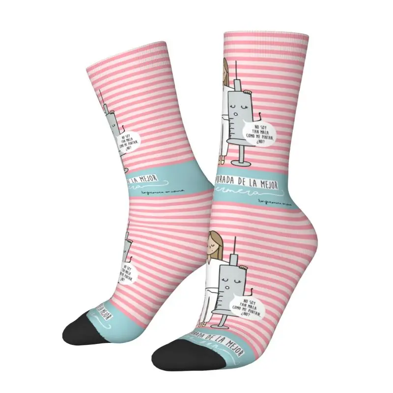 Cute Mens Cartoon Ladies Nurse Doctor Printed Dress Socks Unisex Warm Comfortable 3D Printed Crew Socks