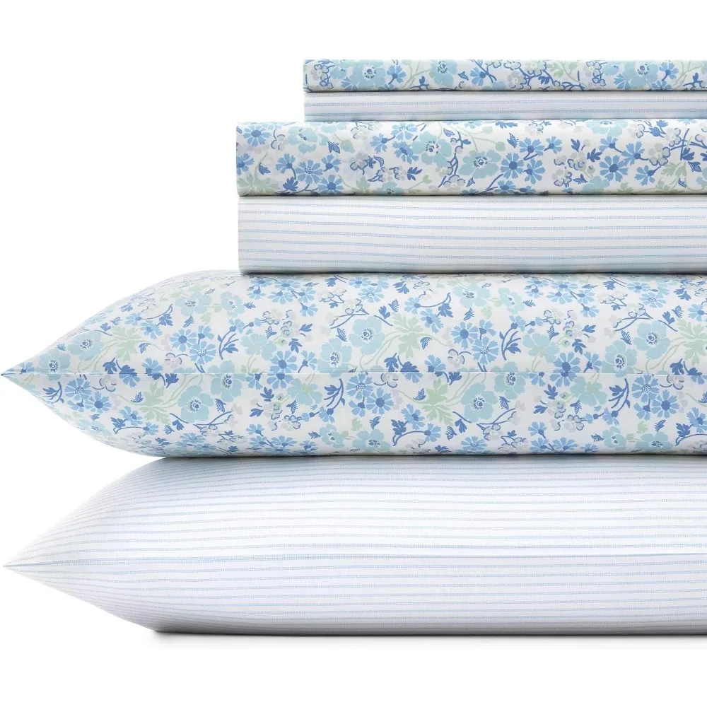 

Laura Ashley ED Ellen Degeneres - Percale Collection - Bed Sheet Set - 100% Cotton, Oeko-Tex Certified, Crisp & Cool, Lightweigh