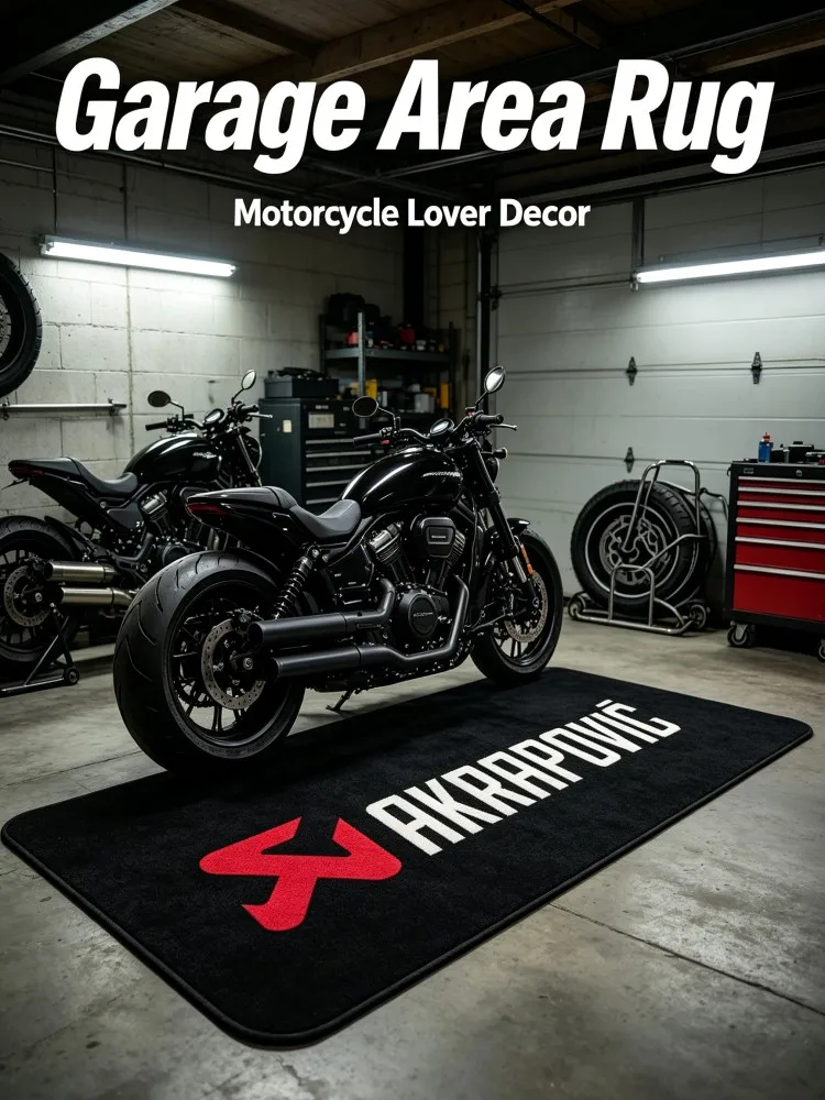 Akrapovic Logo Long Runner Floor Rug Soft Flannel Non‑Slip Carpet Motorcycle Workshop Decor Mat For Garage Bedroom Motorcycle Fa