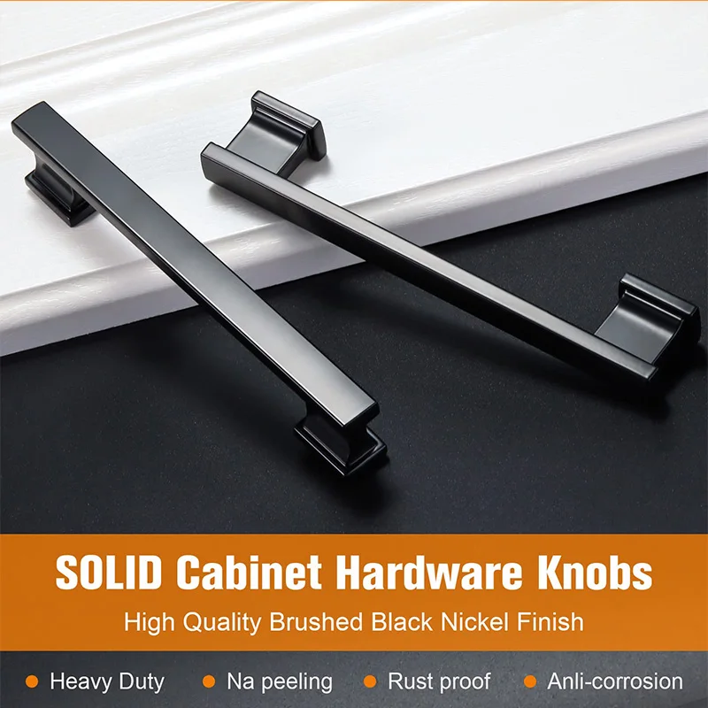 

Square Matte Black Cabinet Pulls, 5 Inch (128mm) Hole Centers Kitchen Cabinet Handles Drawer Pulls Kitchen Hardware For Cabinets