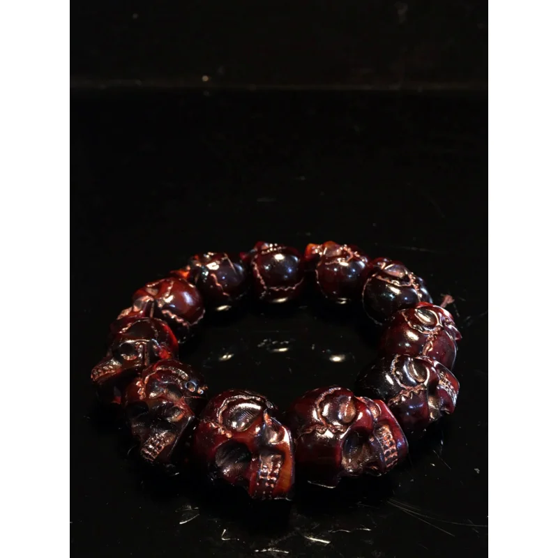 

Китайский Натуральный Ретро Рог ручная работа резьба череп браслет