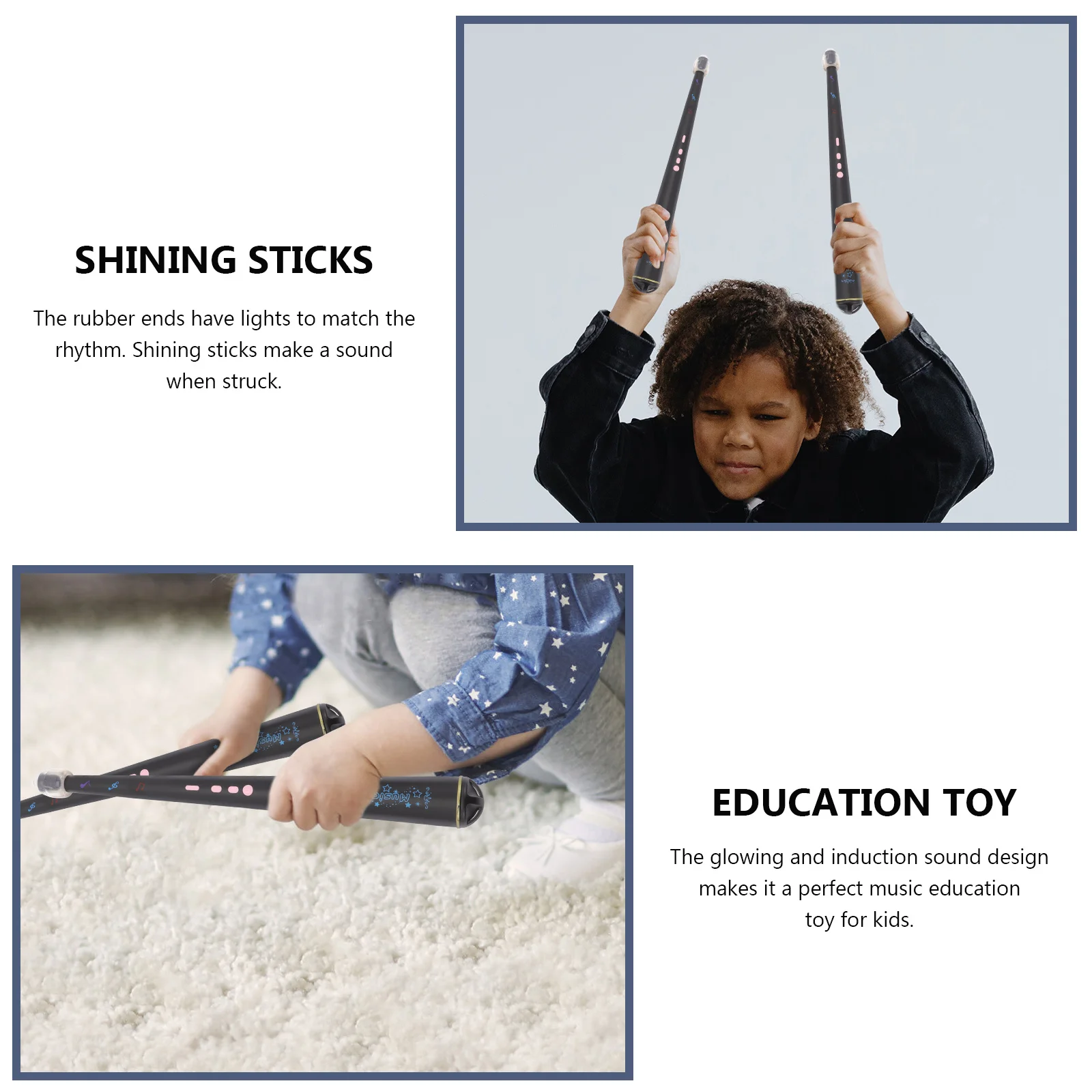 

1Pair Electronic Drumstick Premium Material Glowing Induction Music Sticks for Kids Drum Set Practice Percussion Instrument