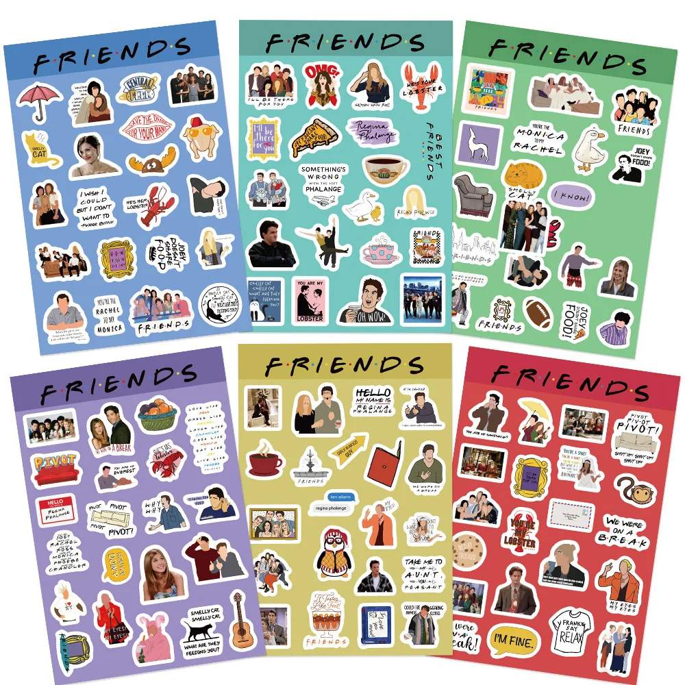 8/16Sheets Friends TV Show Sticker Graffiti DIYScrapbook Guitar Refrigerator Car Laptop Phone Waterproof DecalSticker Kids Gift