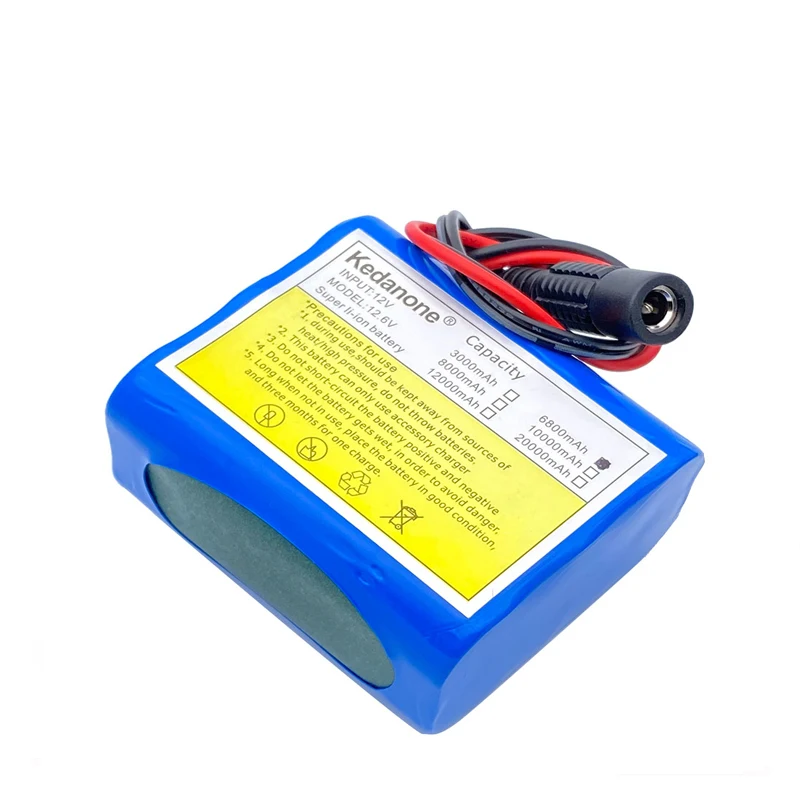 18650 Li-Ion 6,8 Ah 12V 6800mah batería recargable con paquetes de batería de litio Bms Placa de protección + cargador de 12,6 v