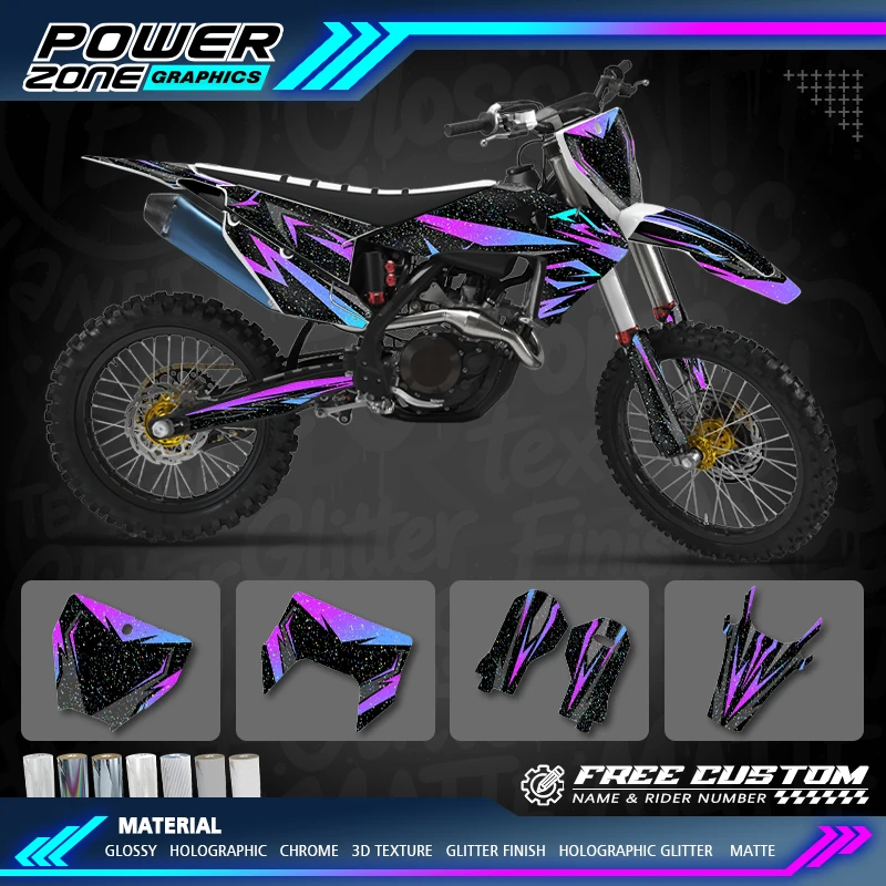 PowerZone Chrome Graphics Stickers For Husqvarna 2019 2020 2021 TC FC TX FX FS 2020 2021 2022 2023 TE FE Holographic 157