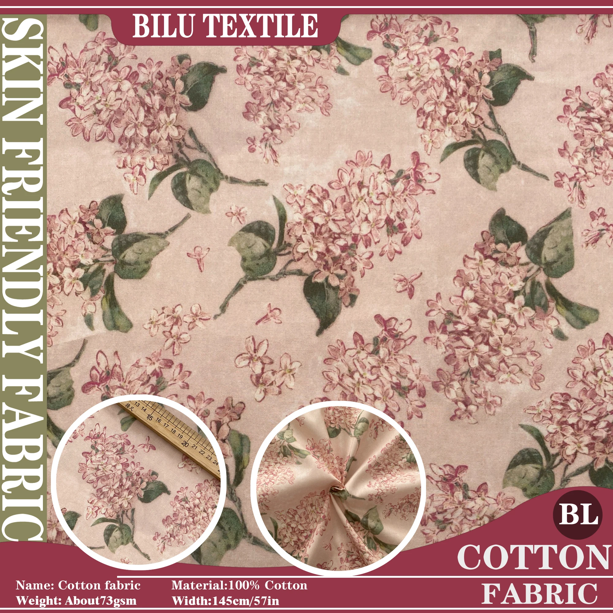 

1M 100% cotton Archive Lilac liberty tana lawn fabric 80s Poplin printing Sewing fabric Making Dress Clothing Handmade DIY Cloth