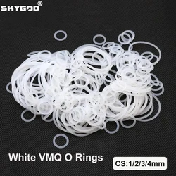 50pcs VMQ O Ring Gasket CS 1/2/3/4mm Thickness White Food Grade Waterproof Washer Nontoxic Round O Shape Silicone Rubber Ring