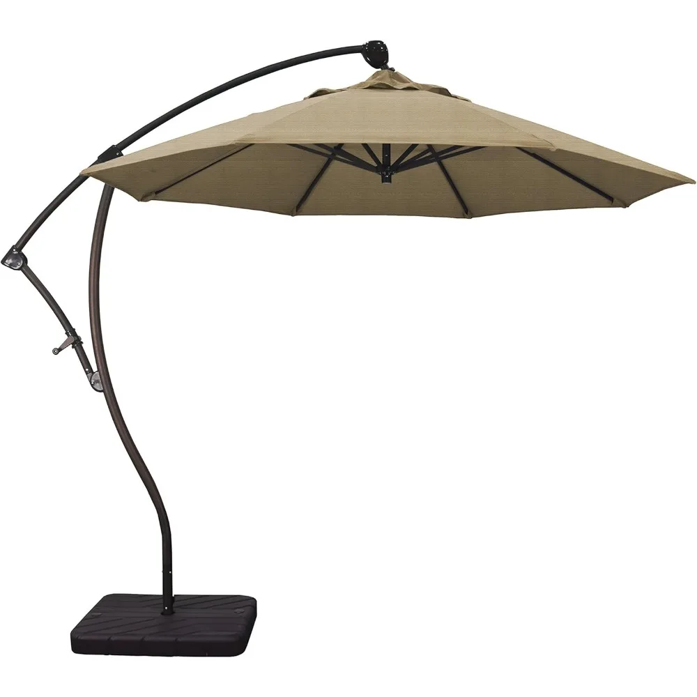 

9 ft Cantilever Umbrella with Base, Patio Tilt Umbrella, Large Outdoor Umbrella Offset Pool Furniture, Champagne