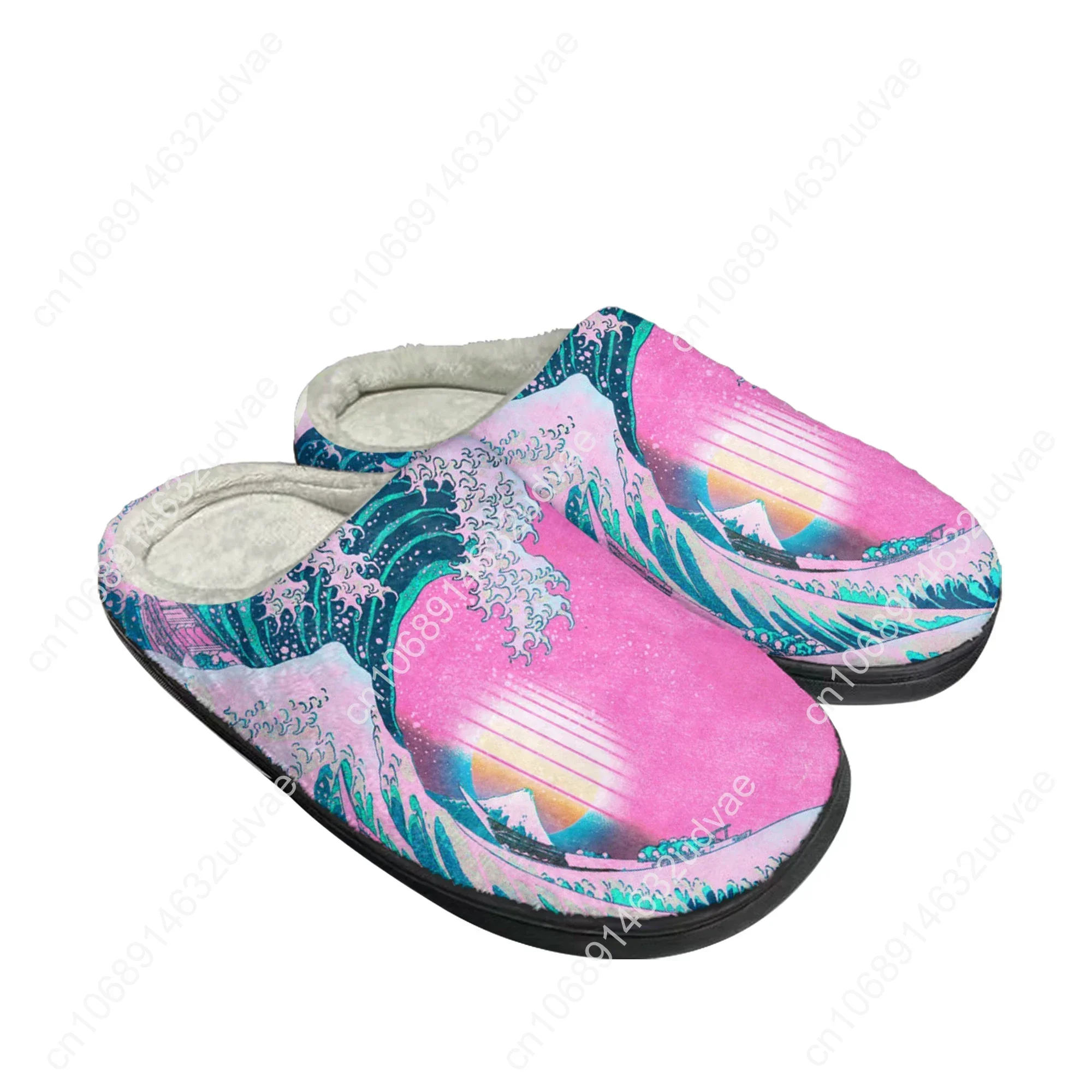 Art The Great Wave off Kanagawa Home Cotton Custom Slippers Mens Womens Sandals Plush Casual Keep Warm Shoes Thermal Slipper