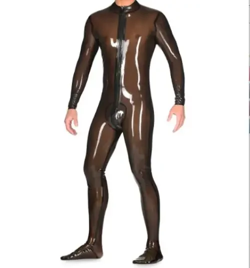 

Latex Rubber Suit Catsuit Full-body Bodysuit Coffee Party tights Feet Cosplay