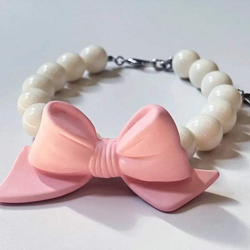 Fashion Pet Pink Bow Dog Collar Cat Necklace Jewelry Puppy Accessories Small Dog and Medium-sized Cute Dog Pet Products