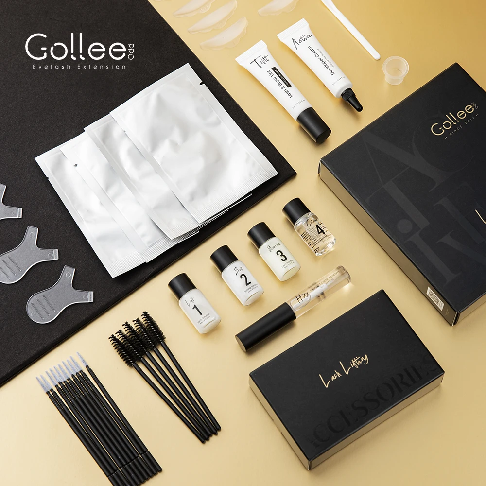 New Gollee 4-6 Weeks Lash Lift and Tint Kit Brow Lamination Semi-permanent Eyebrow Tint Set Nature Black Eyelash Lifting Perming