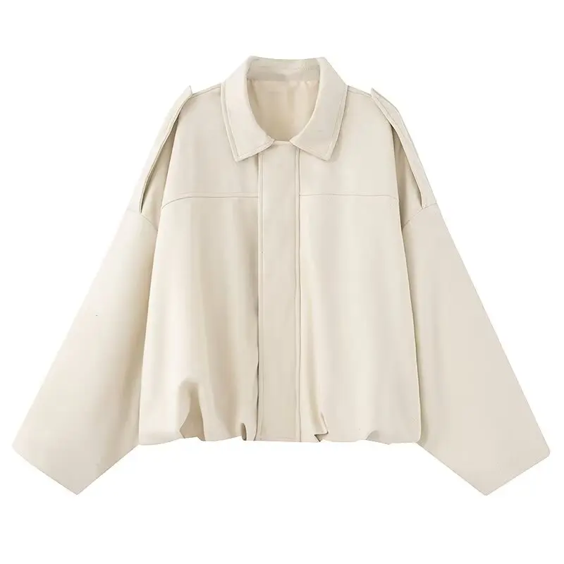 

JNLEAOG женская свободная куртка-пилот Jaet, осенняя новинка Faion Design Sense, верхняя одежда с текстурой из искусственной замши, длинная застежка-молния