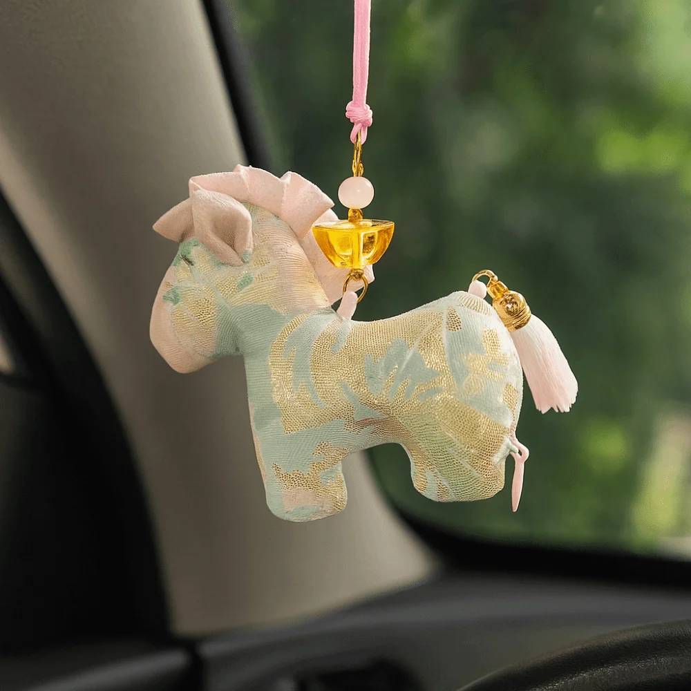 

Brocade Zodiac Horse Sachet Refillable Chinese Style Bag Horse Hanging Decoration Zipper Design Embroidery Pony Car Pendant