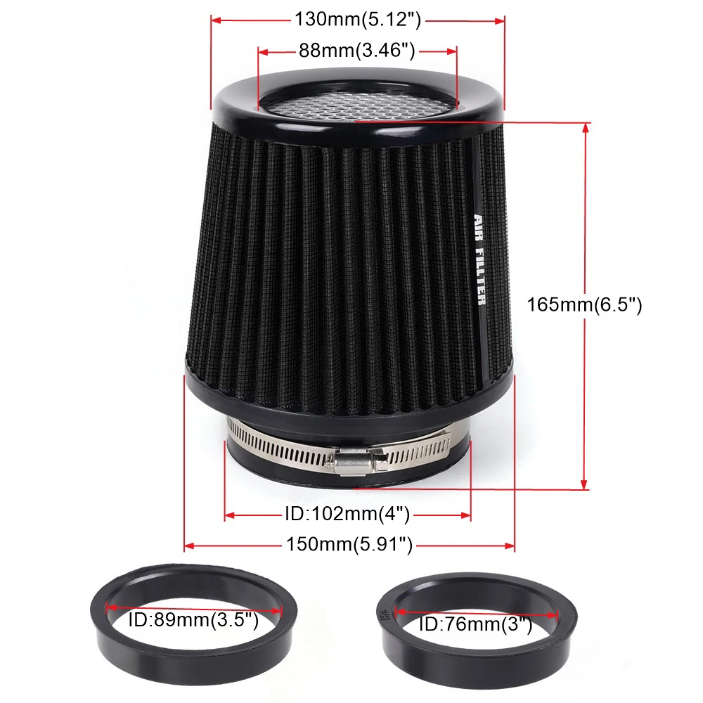 RASTP-Universal 3" 3.5" 4" Car High Flow Cold Air Intake Air Filter Conical Washable Air Filters For Race Car OFI129 - Image 2