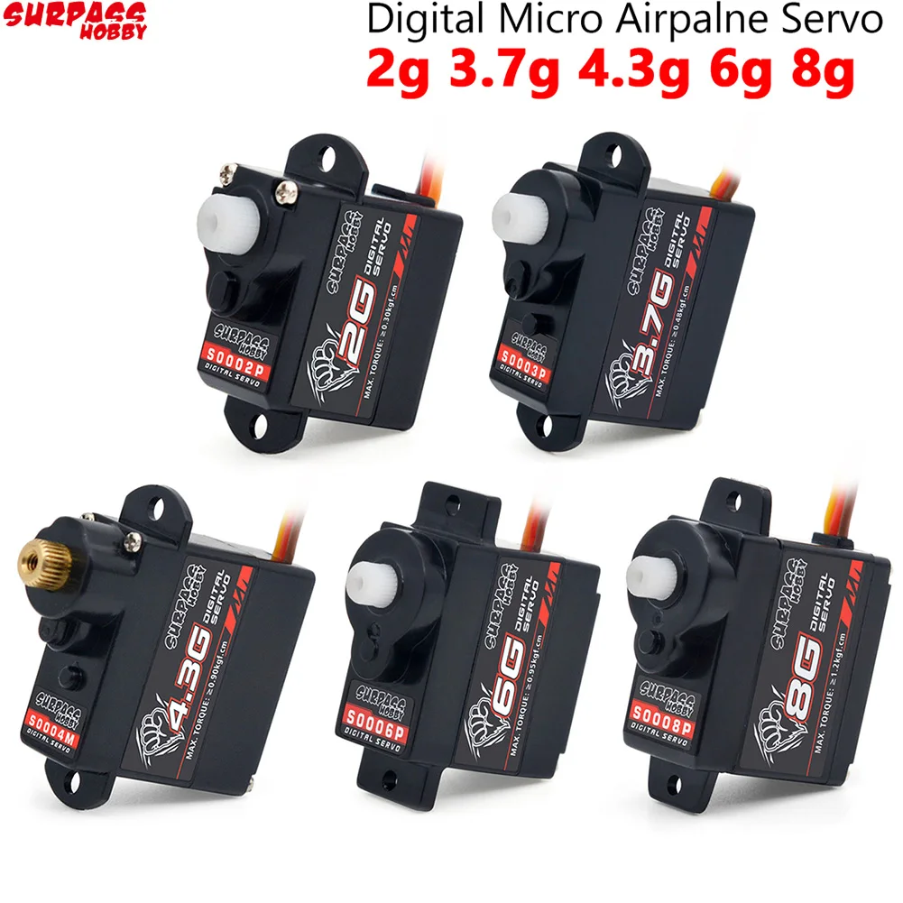 Surpass Hobby 2g 3.7g 4.3g 6g 8g Micro Servos Digital Mini Servo Metal / Plastic Gear for Rc Drone Airplane Fixed-wing Car Robot