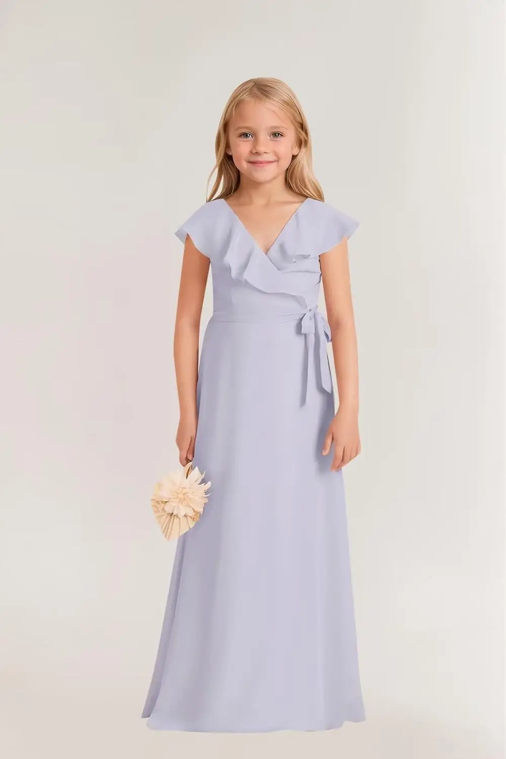 A Line Short Sleeves Junior Bridesmaid Dresses for Wedding Chiffon A-Line Formal Party Flower Girl Dress  Girl Dress