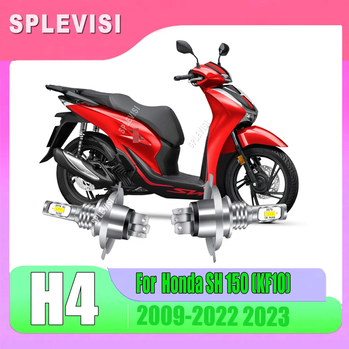 

h4 9003 led headlight bulbs hi/low beam - intelligent no dark area, driving safer For Honda SH 150 (KF10) 2009 2010 2011-2023