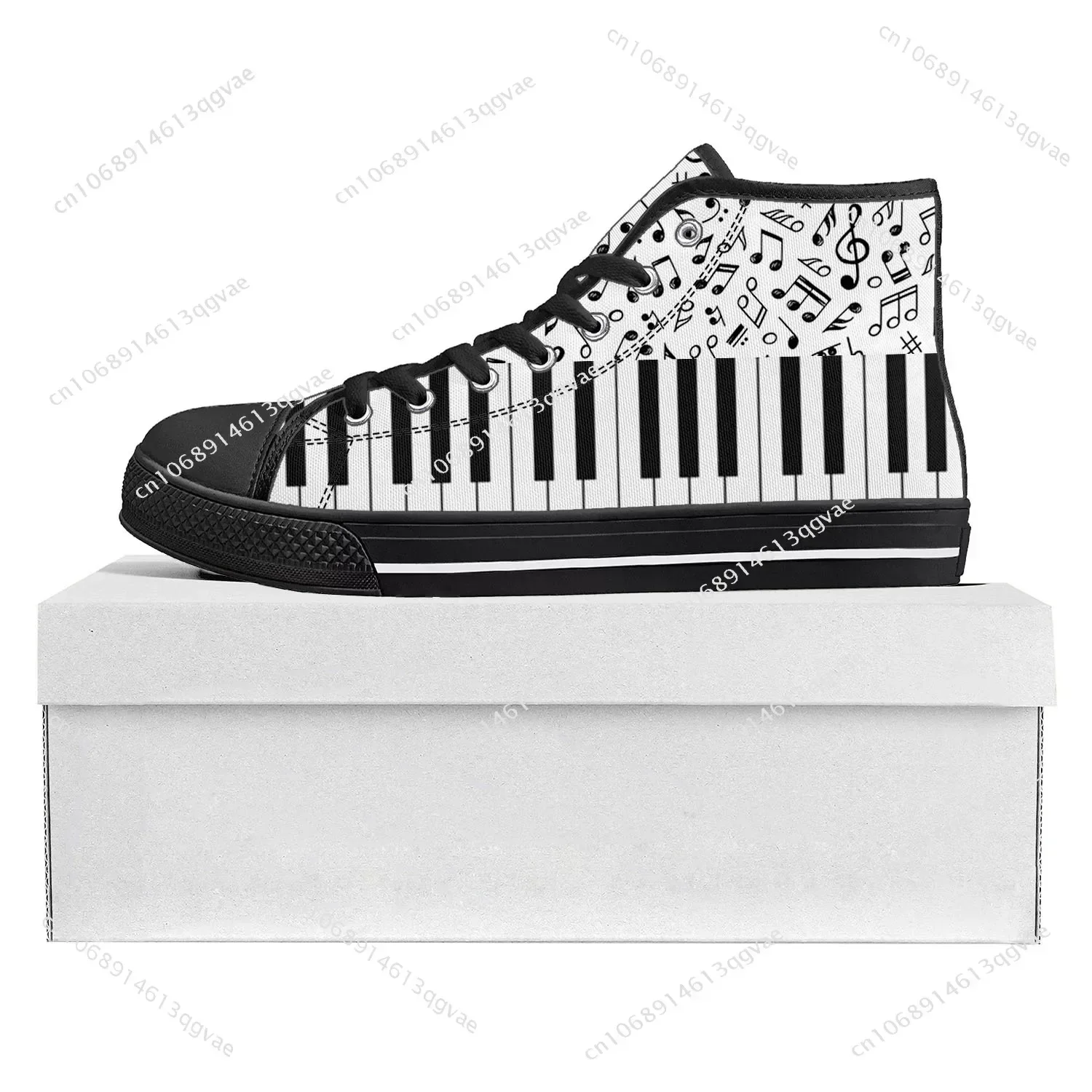 Musical Notes Cartoon Pattern High Top High Quality Sneakers Mens Womens Teenager Canvas Sneaker Casual Couple Shoes Custom Shoe