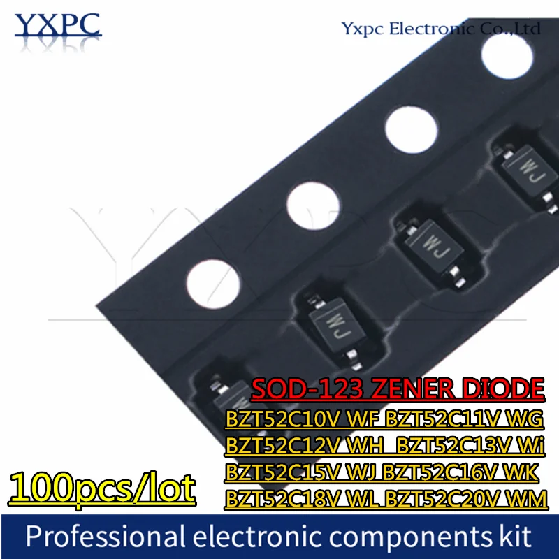 SOD-123 زينر ديودر BZT52C10V WF BZT52C11V WG bzt52cخزف WH BZT52C13V واي BZT52C15V WJ BZT52C16V WK BZT52C18V WL BZT52C20V WM