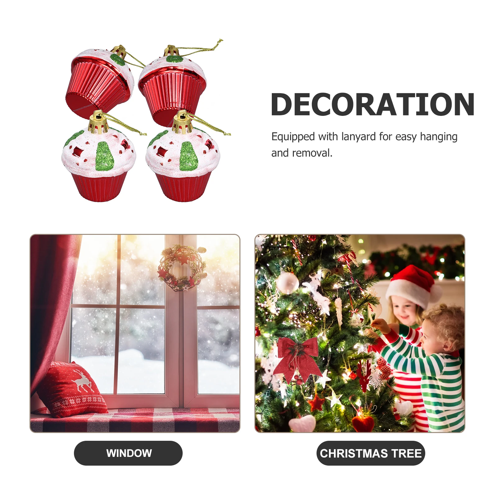 

4 Pcs Christmas Tree Ornaments Small Mini Baubles Snack for Abs Balls Bakery Colored