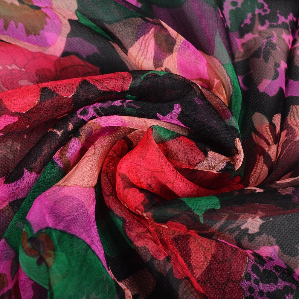 BYSIFA|Spring Pink Red Silk Scarf Shawl Female Elegant Floral Style Long Silk Scarves Foulard Summer New Beach Shawl Scarf Hijab