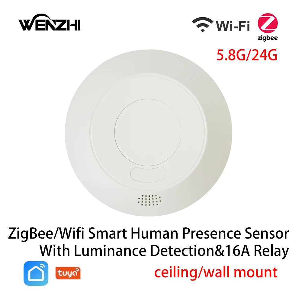 ZigBee/Wifi 5.8/24G MmWave Radar obecności człowieka przełącznik czujnika ruchu wykrywanie jasności światła 110/220V Tuya Smart Life Home