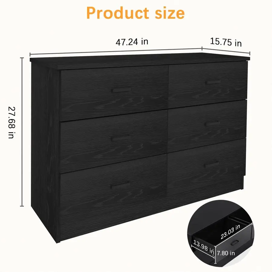 Cômoda com gavetas para quarto, cômoda moderna de meados do século, cômoda de madeira maciça marrom com gavetas profundas e trilho deslizante,