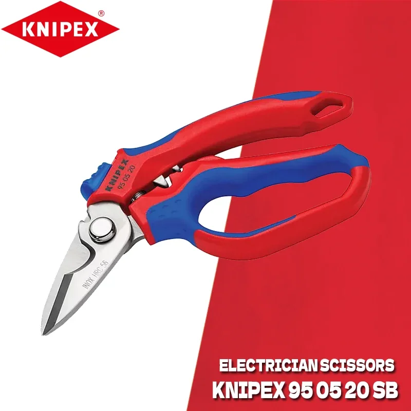 KNIPEX 95 05 20 SB Angled Electricians Scissors  for Easy Storage Hardness Cutting Edges Shear KNIPEX Hand Tools