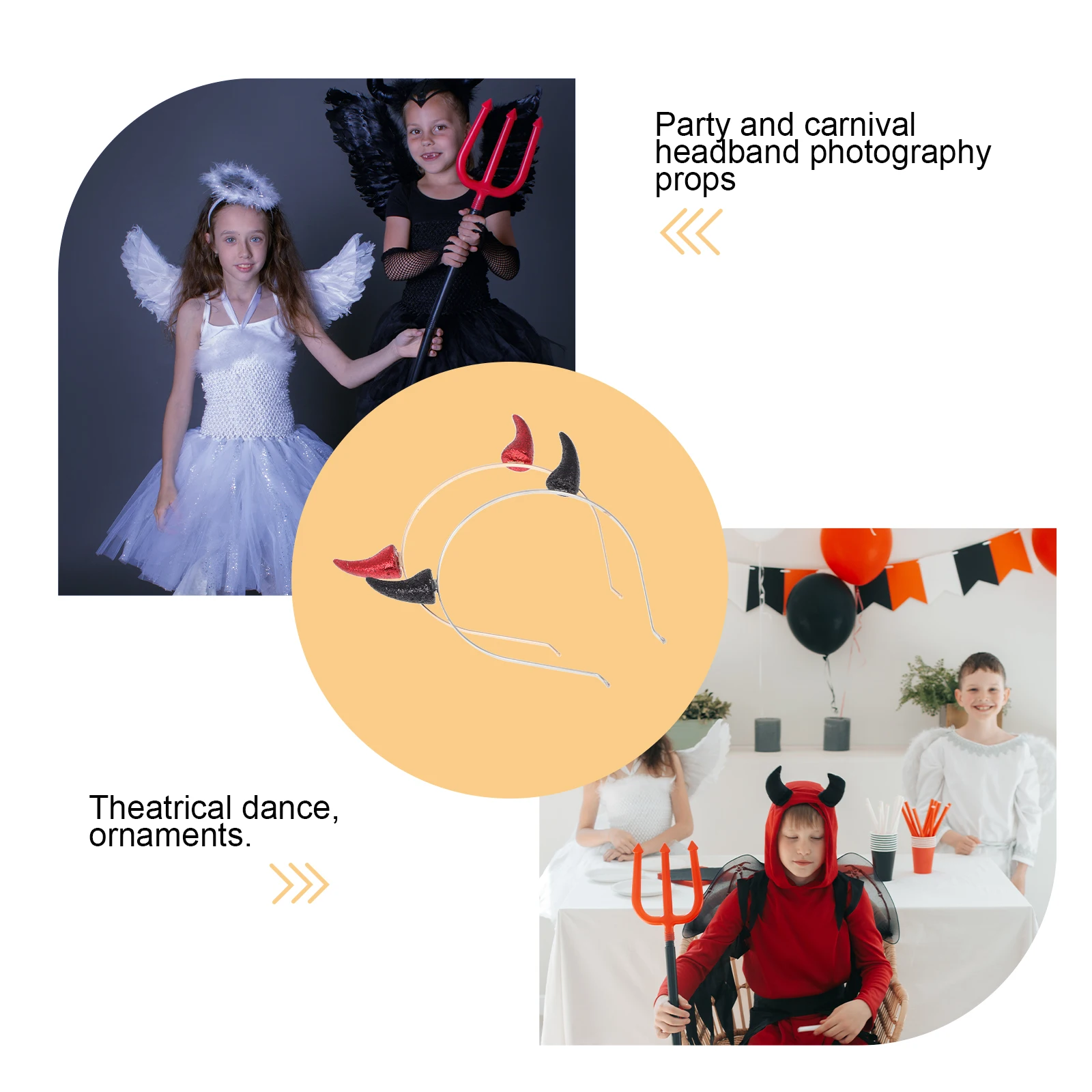 

2pcs Hairbands Halloween Hoops Black Red Costumes Adult Party Accessories Stylish Decorations Festive Headdress