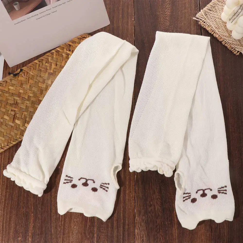 Kawaii sem dedos gatinho pata braço mangas respirável proteção uv gato garra braço capa de algodão fino gato oversleeve meninas