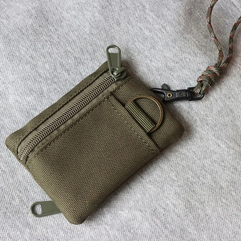 Original Japanese Casual Canvas Hanging Neck Mini Coin Card Holder Zipper Pouch Men and Women ins Key Small Bag with Lanyard