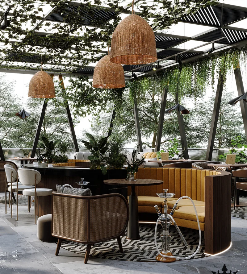 الراقية منحني أثاث المطاعم كشك مجموعات الجلوس مخصصة S-شكل مقهى مطعم الجداول والكراسي مقهى #4