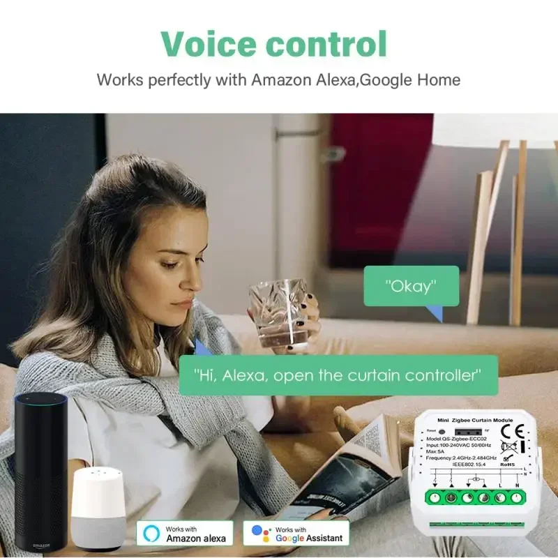 Tuya ZigBee/WiFi Smart Gordijn Schakelaar Module Voor Rolluik Jaloezieën Motor QS-S10-C04/ECC02 Schakelaar Ondersteuning Google Home Alexa