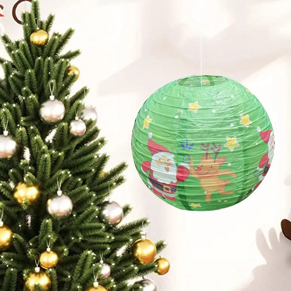 Metal Holder Lanterns Colorful Holiday Lanterns Festive Christmas Paper Lanterns with Colorful Snowflake Cartoon Prints for Home