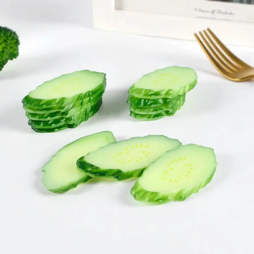 PVC Simulation Cucumber Slices Lifelike Artificial Mini Fake Vegetable Fruit Educational Simulation Cucumber Ornament Preschool