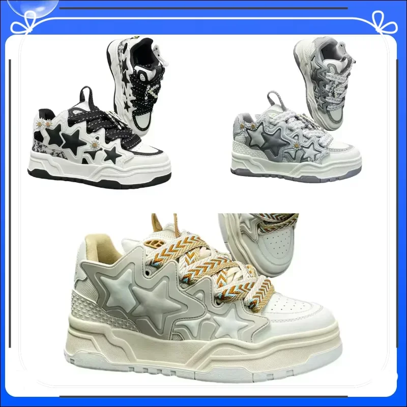 

2024 autumn new popular wild flatcakes increase height and casual Women's shoes thick-soled sports board shoes