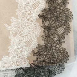 1Yd/lot Premium black and white Leaf Fish Silk eyelashes hollowed out Lace Lace Handmade dress garment veil accessories