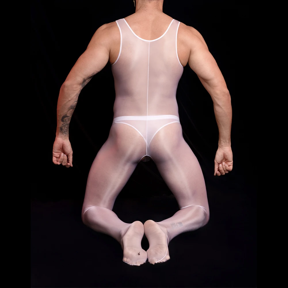 Male Sexy Lingerie Mens Bodysuit Night Club Oil Glossy Shiny Jumpsuit Medium Strecth Slim Solid Underwear Body Stocking